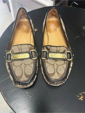 Ladies tan Coach loafers